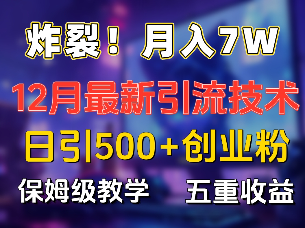 炸裂!月入7W+揭秘12月最新日引流500+精准创业粉,多重收益保姆级教学-搞钱花