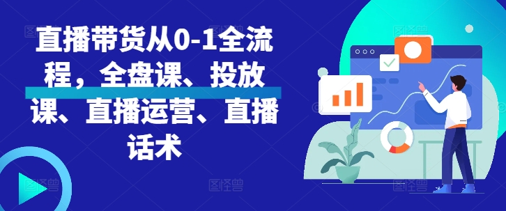 直播带货从0-1全流程,全盘课、投放课、直播运营、直播话术