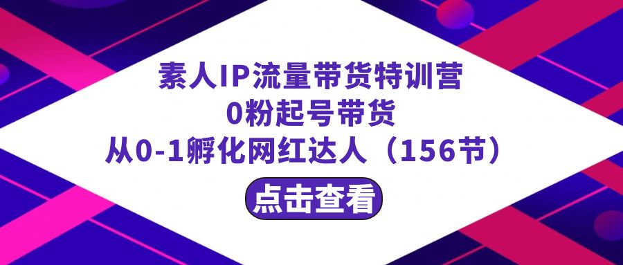 繁星·计划素人IP流量带货特训营:0粉起号带货 从0-1孵化网红达人(156节)-搞钱花