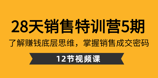 28天·销售特训营5期:了解赚钱底层思维,掌握销售成交密码(12节课)-搞钱花