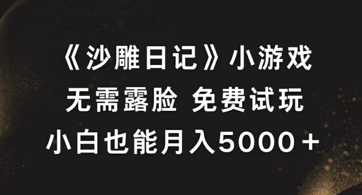 《沙雕日记》小游戏，无需露脸免费试玩，小白也能月入5000+【揭秘】-搞钱花