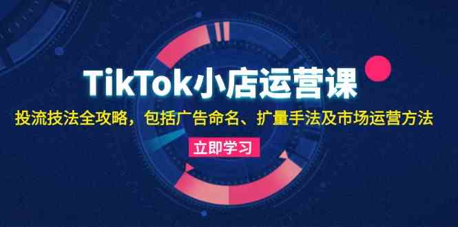 TikTok小店运营课：投流技法全攻略，包括广告命名 扩量手法及市场运营方法-搞钱花
