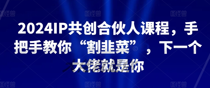 2024IP共创合伙人课程，手把手教你“割韭菜”，下一个大佬就是你-搞钱花