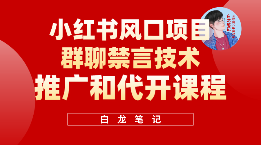 小红书风口项目日入300+，小红书群聊禁言技术代开项目，适合新手操作-搞钱花