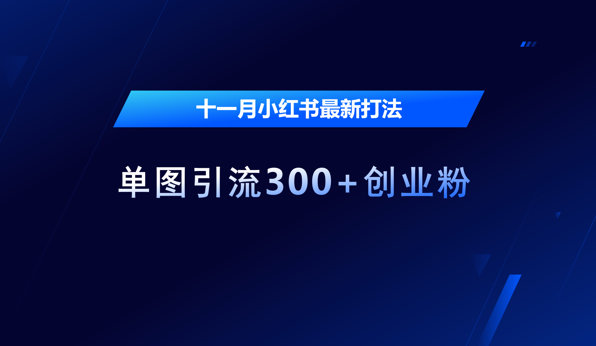 十一月，小红书最新打法，单图引流300+创业粉-搞钱花