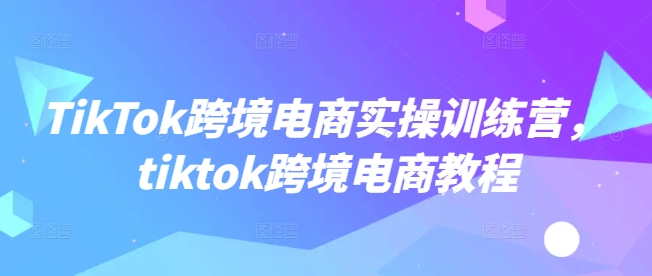 TikTok跨境电商实操训练营，tiktok跨境电商教程-搞钱花