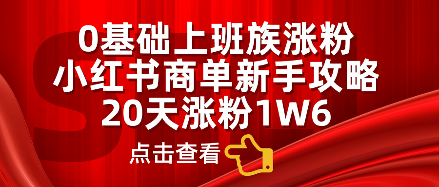 小红书商单新手攻略,20天涨粉1.6w,0基础上班族涨粉-搞钱花