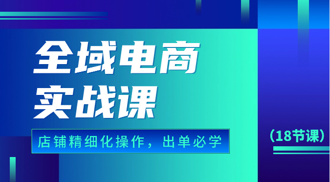 全域电商实战课，个人店铺精细化操作流程，出单必学内容（18节课）-搞钱花