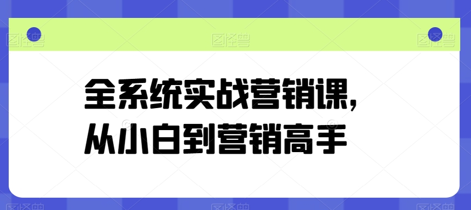 全系统实战营销课，从小白到营销高手-搞钱花