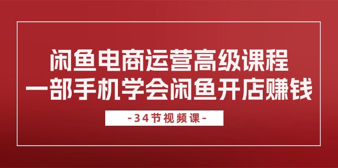 （10686期）闲鱼电商运营高级课程，一部手机学会闲鱼开店赚钱（34节课）-搞钱花