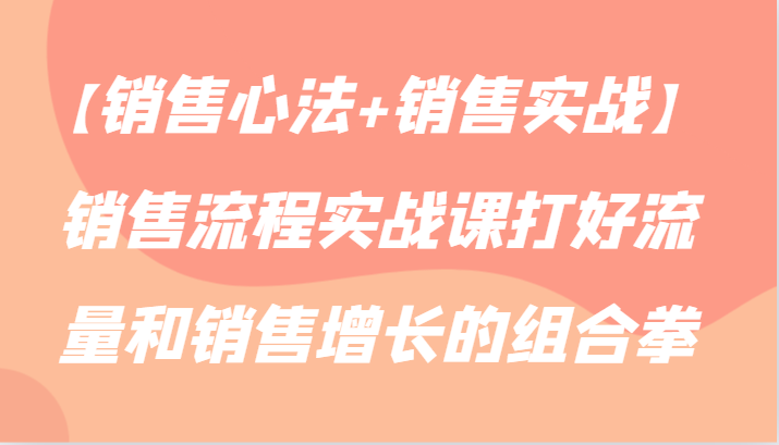 【销售心法+销售实战】销售流程实战课打好流量和销售增长的组合拳-搞钱花