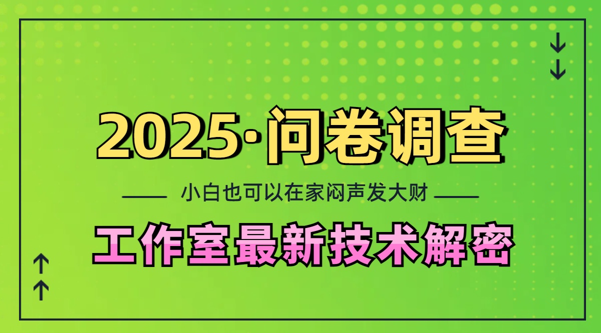 2025《问卷调查》最新工作室技术解密:一个人在家也可以闷声发大财,小白一天200+,可矩阵放大-搞钱花