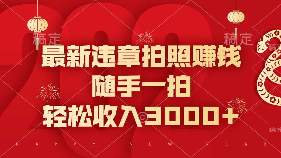 最新违章拍照赚钱，随手一拍，轻松收入3000+-搞钱花