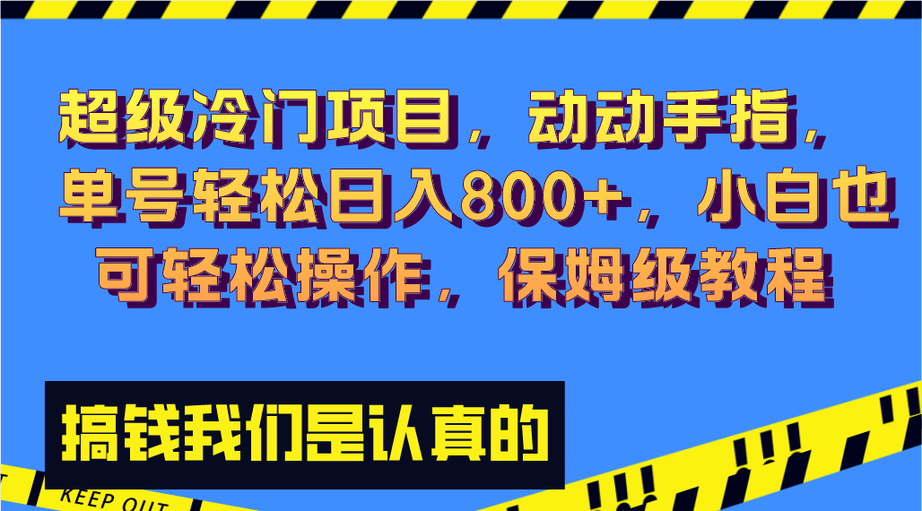 超级冷门项目,动动手指，单号轻松日入800+，小白也可轻松操作，保姆级教程-搞钱花
