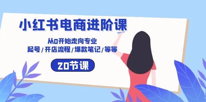 小红书电商进阶课：从0开始走向专业 起号/开店流程/爆款笔记/等等（20节）-搞钱花