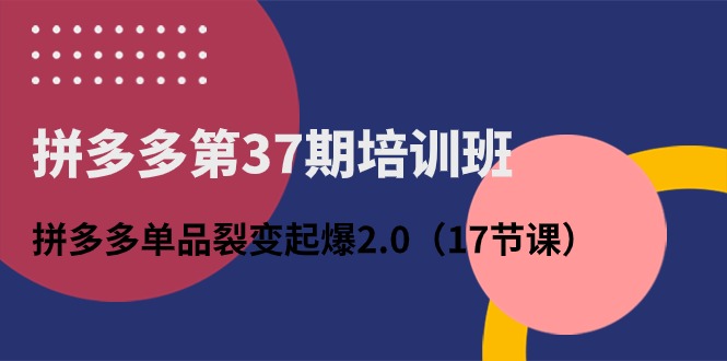 拼多多第37期培训班：拼多多单品裂变起爆2.0（17节课）-搞钱花