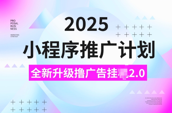 2025小程序推广计划，撸广告挂JI3.0玩法，日均5张【揭秘】-搞钱花
