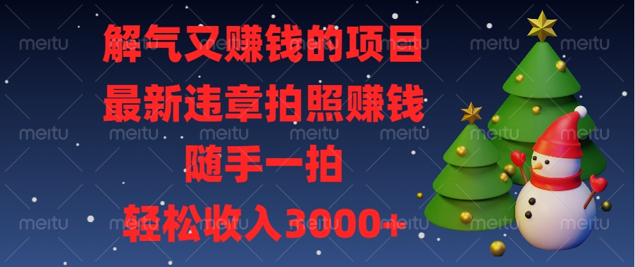 最新违章拍照赚钱,随手一拍,解气又赚钱的项目,轻松收入3000+-搞钱花