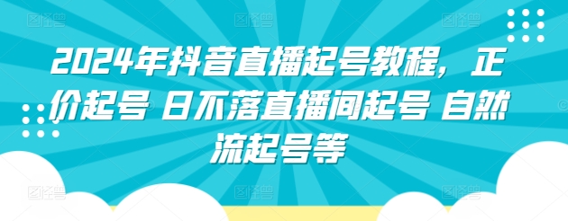 2024年抖音直播起号教程，正价起号 日不落直播间起号 自然流起号等-搞钱花