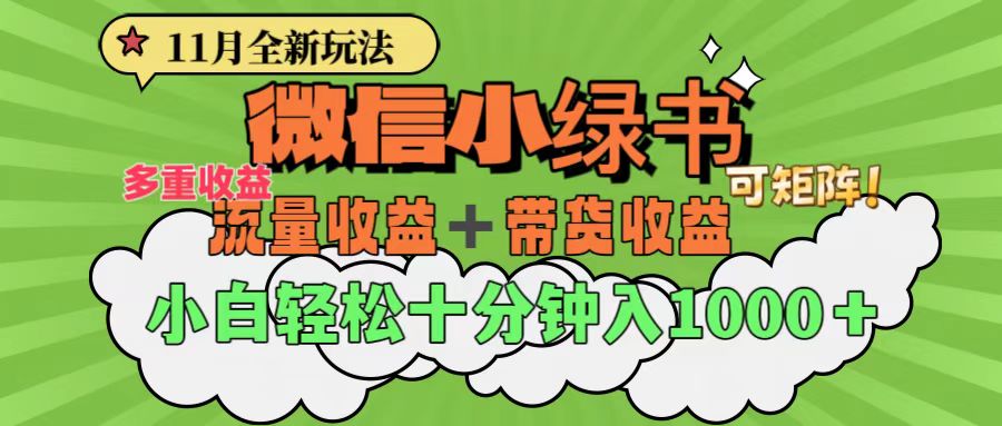 11月小绿书全新玩法，公众号流量主+小绿书带货双重变现，小白十分钟无脑日入1000+-搞钱花