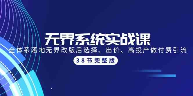 无界系统实战课：全体系落地无界改版后选择、出价、高投产做付费引流-38节-搞钱花