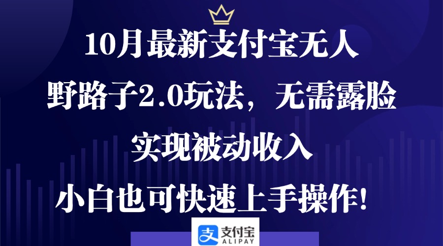 (12824期)10月最新支付宝无人野路子2.0玩法,无需露脸,实现被动收入,小白也可…-搞钱花