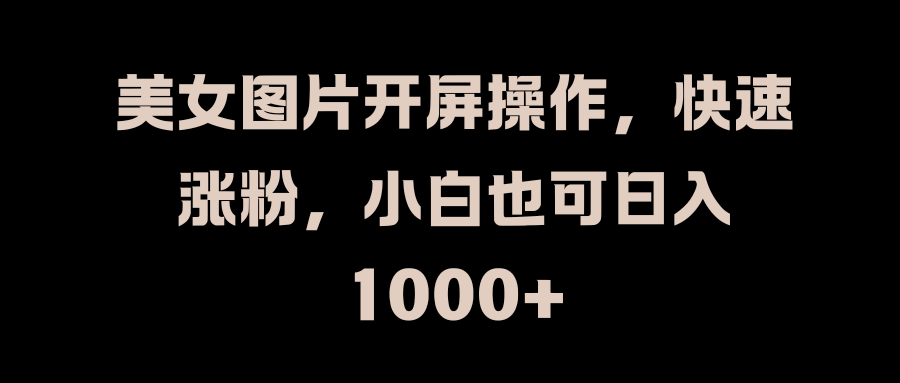 美女图片开屏操作，快速涨粉，小白也可日入1000+-搞钱花