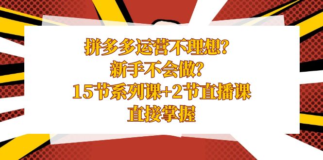 拼多多运营不理想？新手不会做？15节系列课+2节直播课，直接掌握-搞钱花