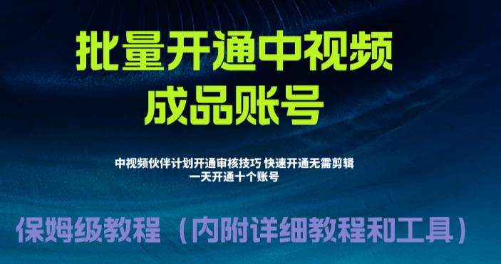 外面收费1980暴力开通中视频计划教程，附 快速通过中视频伙伴计划的办法-搞钱花