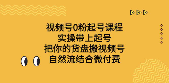 视频号0粉起号课程 实操带上起号 把你的货盘搬视频号 自然流结合微付费-搞钱花
