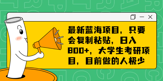 最新蓝海项目，只要会复制粘贴，日入800+，大学生考研项目，目前做的人极少-搞钱花