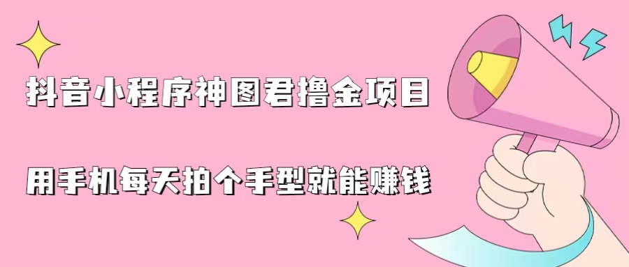 抖音小程序神图君撸金项目，用手机每天拍个手型挂载一下小程序就能赚钱-搞钱花