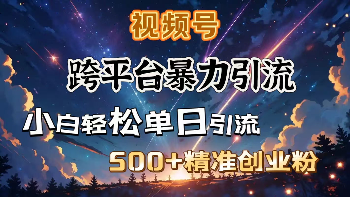 视频号跨平台暴力引流,小白轻松单日引流500+精准创业粉-搞钱花