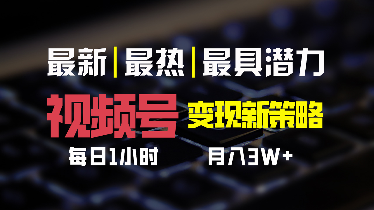 视频号变现新策略，每日一小时月入30000+-搞钱花