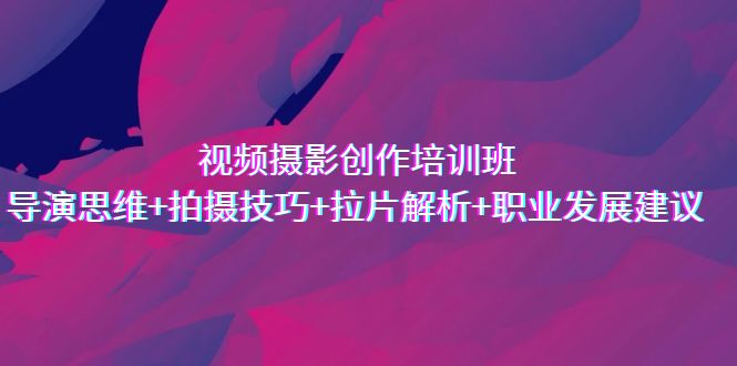 视频摄影创作培训班,导演思维+拍摄技巧+拉片解析+职业发展建议-搞钱花