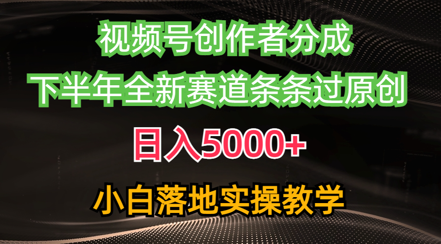 (10294期)视频号创作者分成最新玩法,日入5000+ 下半年全新赛道条条过原创,小…-搞钱花