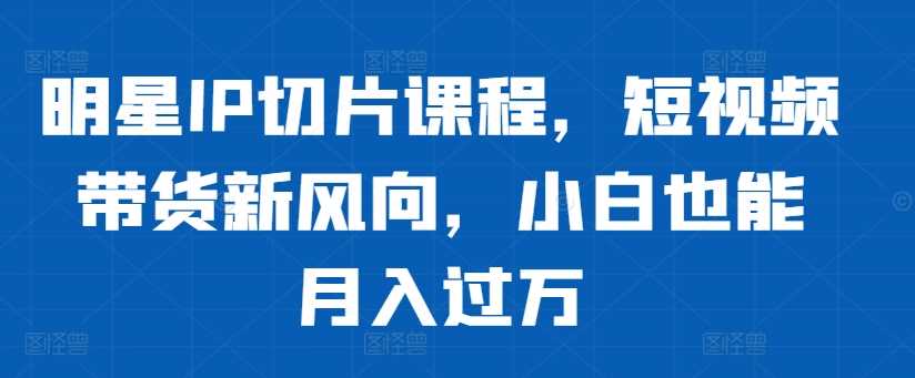 明星IP切片课程，短视频带货新风向，小白也能月入过万-搞钱花