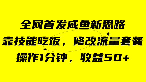 咸鱼冷门新玩法,靠“技能吃饭”,修改流量套餐,操作1分钟,收益50+-搞钱花