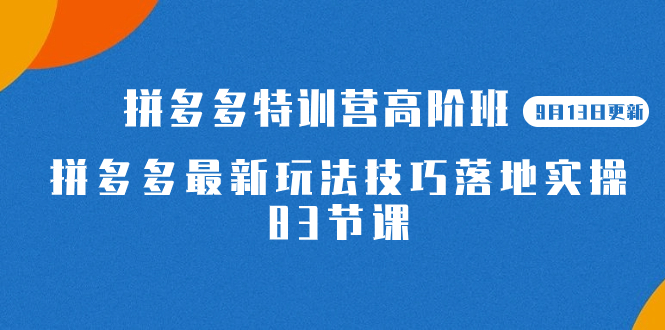2023拼多多·特训营高阶班【9月19日更新】拼多多最新玩法技巧落地实操-83节-搞钱花