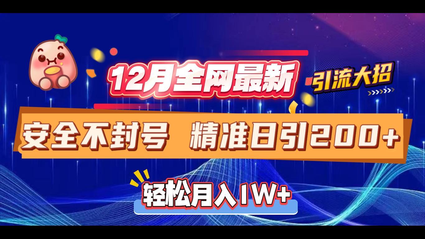 12月全网最新引流大招 安全不封号 日引精准粉200+-搞钱花