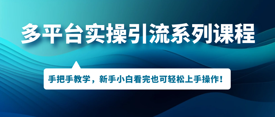 多平台实操引流系列课程,手把手教学,新手小白看完也可轻松上手引流操作!-搞钱花