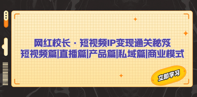 网红校长·短视频IP变现通关秘笈：短视频篇+直播篇+产品篇+私域篇+商业模式-搞钱花