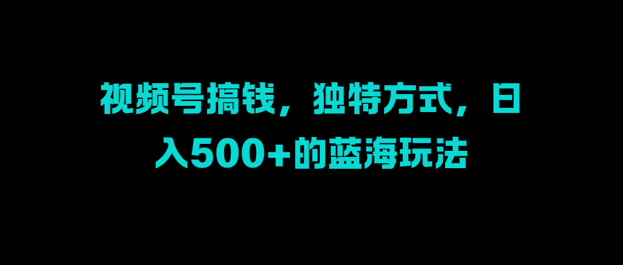 视频号搞钱，独特方式，日入500+的蓝海玩法-搞钱花