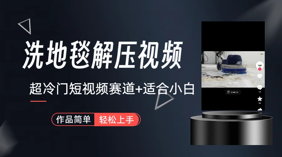 超冷门抖音短视频赛道-清洗地毯解压视频-简单无脑怼作品(教程+素材)-搞钱花