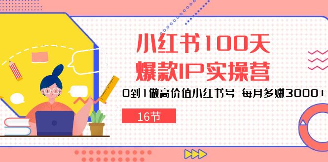 小红书100天爆款IP实操营，0到1做高价值小红书号，每月多赚3000+（16节）-搞钱花