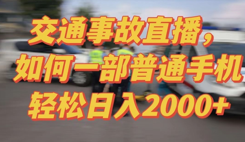2024最新玩法半无人交通事故直播，实战式教学，轻松日入2000＋，人人都可做-搞钱花