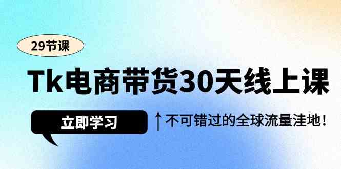 Tk电商带货30天线上课，不可错过的全球流量洼地（29节课）-搞钱花