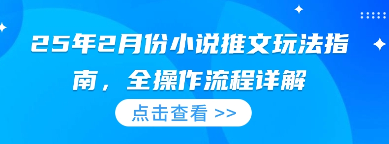 25年2月份小说推文玩法指南，全操作流程详解-搞钱花