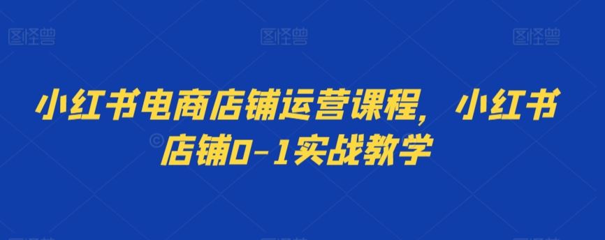 小红书电商店铺运营课程，小红书店铺0-1实战教学-搞钱花