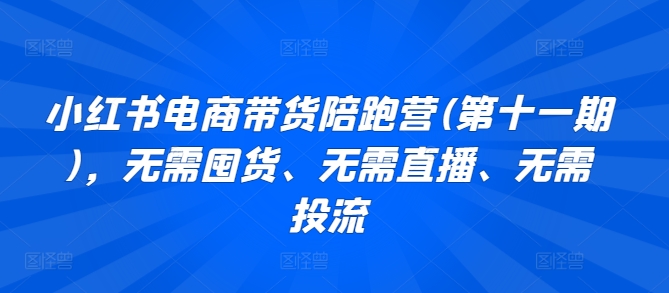小红书电商带货陪跑营(第十一期)，无需囤货、无需直播、无需投流-搞钱花